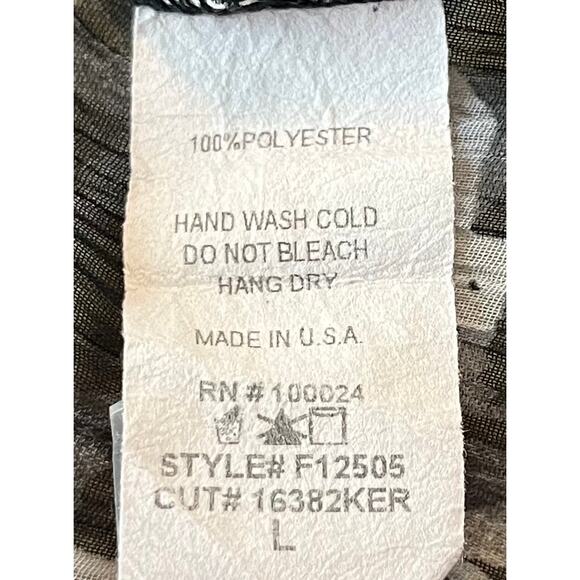 CHARLOTTE RUSSE SLEEVELESS RUFFLED V-NECK BLOUSE, WOMENS, L-BLACK & GREY LEOPARD - Picture 9 of 9